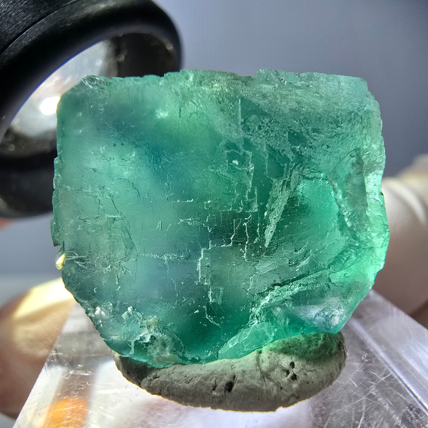 Klarer Phantom Fluorit Würfel parkettiert, grün Okorusu, Namibia 21*20*19mm