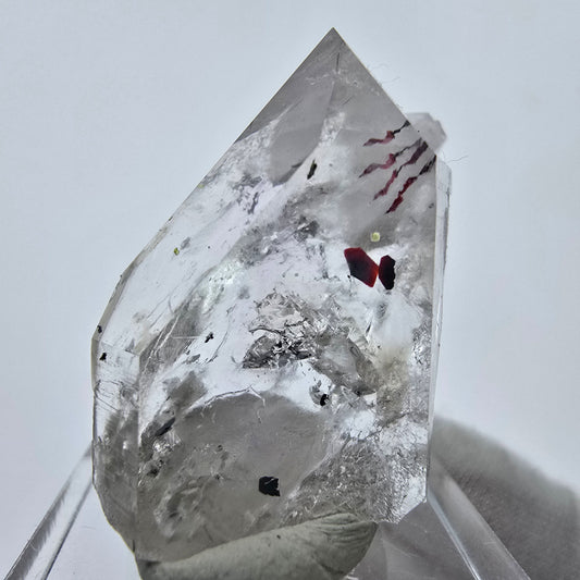 Quartz Harlequin clair avec Prehnite Streep Mine Goboboseb Namibie 39*23*16mm