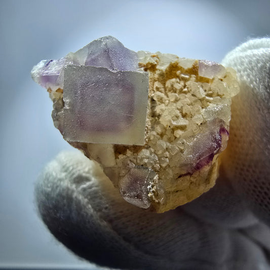 Phantom Fluorit Würfel, Quarz Stufe grün lila Omehane, Namibia 33*29*21mm