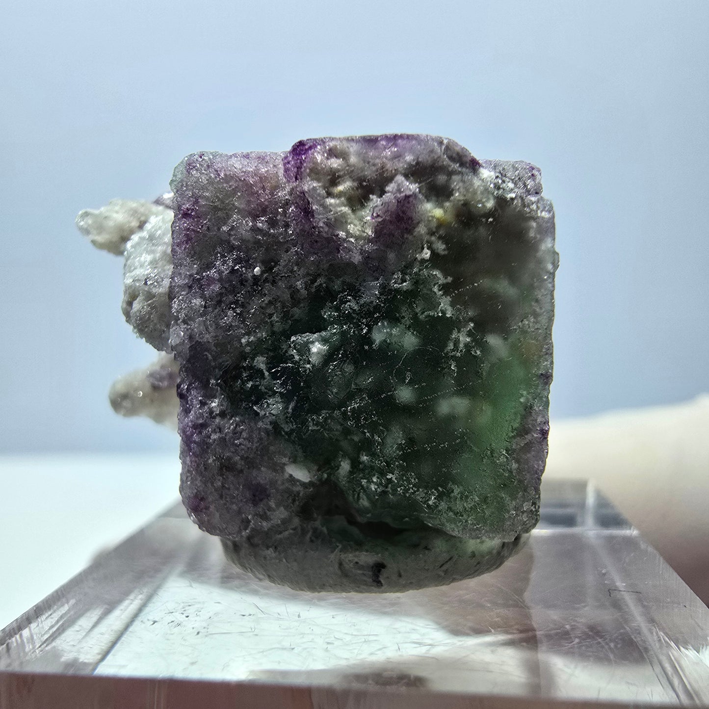 Phantom Fluorit Würfel, Quarz Stufe, grün lila Okorusu, Namibia 22*19*19mm