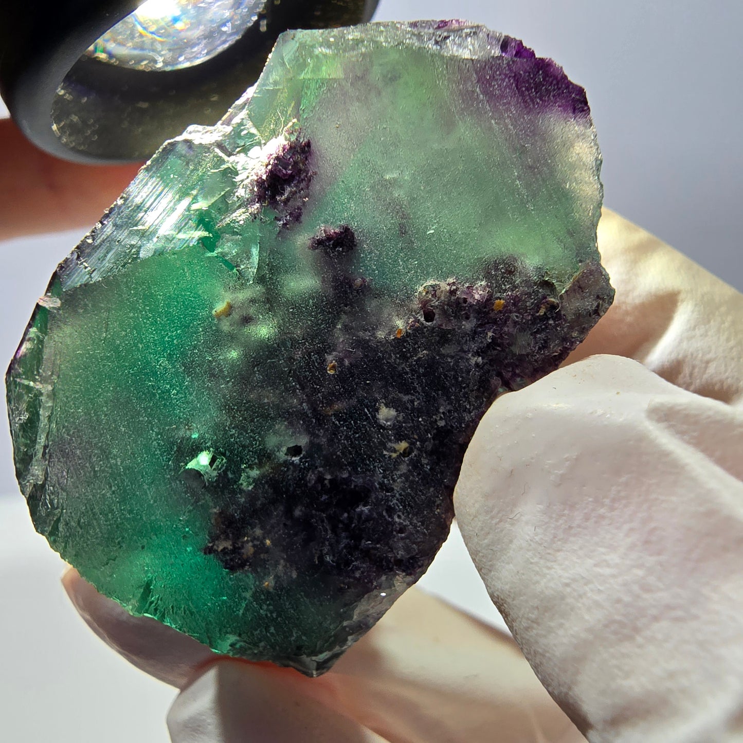 Spécimen de cube de fluorite fantôme parqueté vert violet Okorusu, Namibie 34*33*25 mm