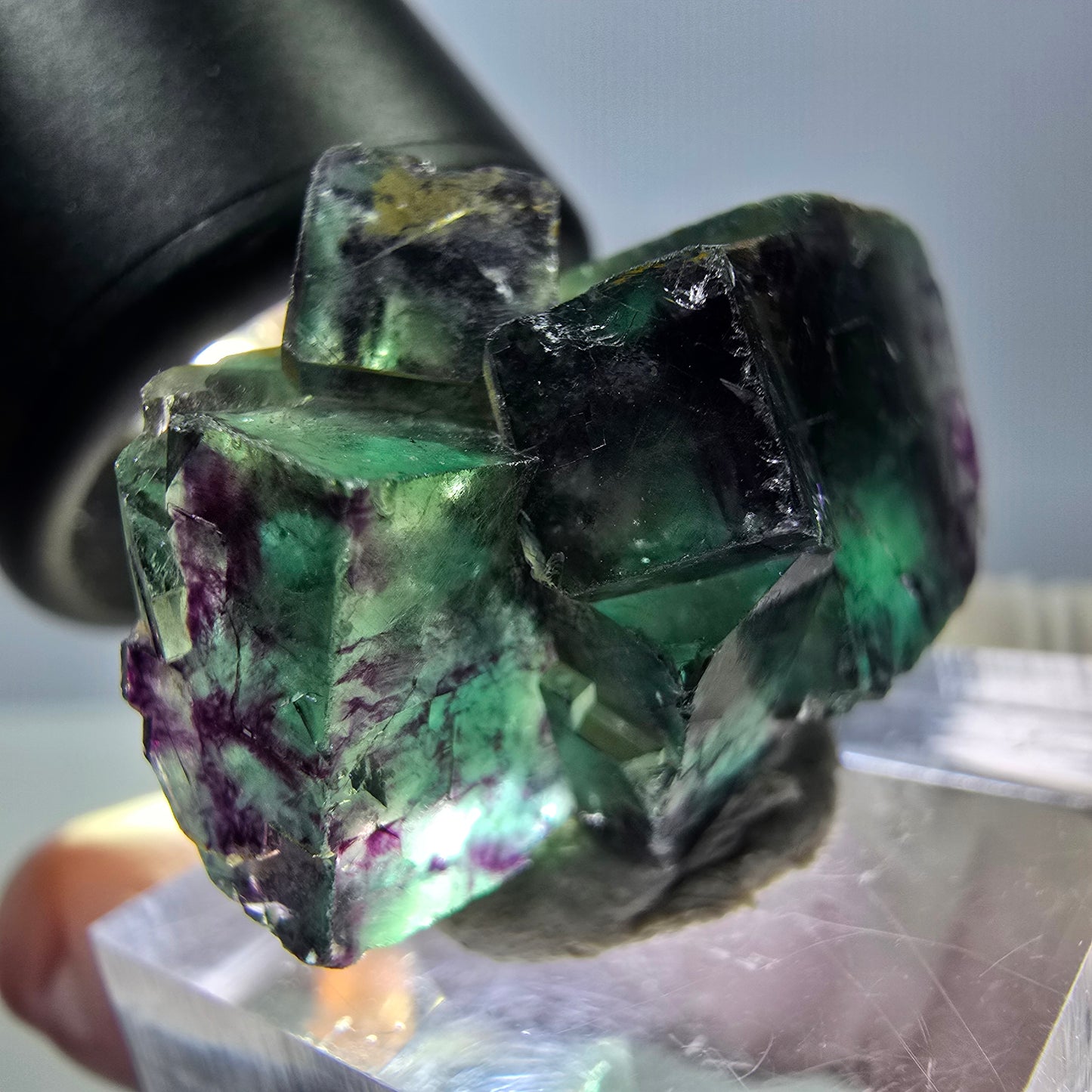Seltene Fluorit Würfel Stufe, grün lila Okorusu, Namibia 29*22*19mm