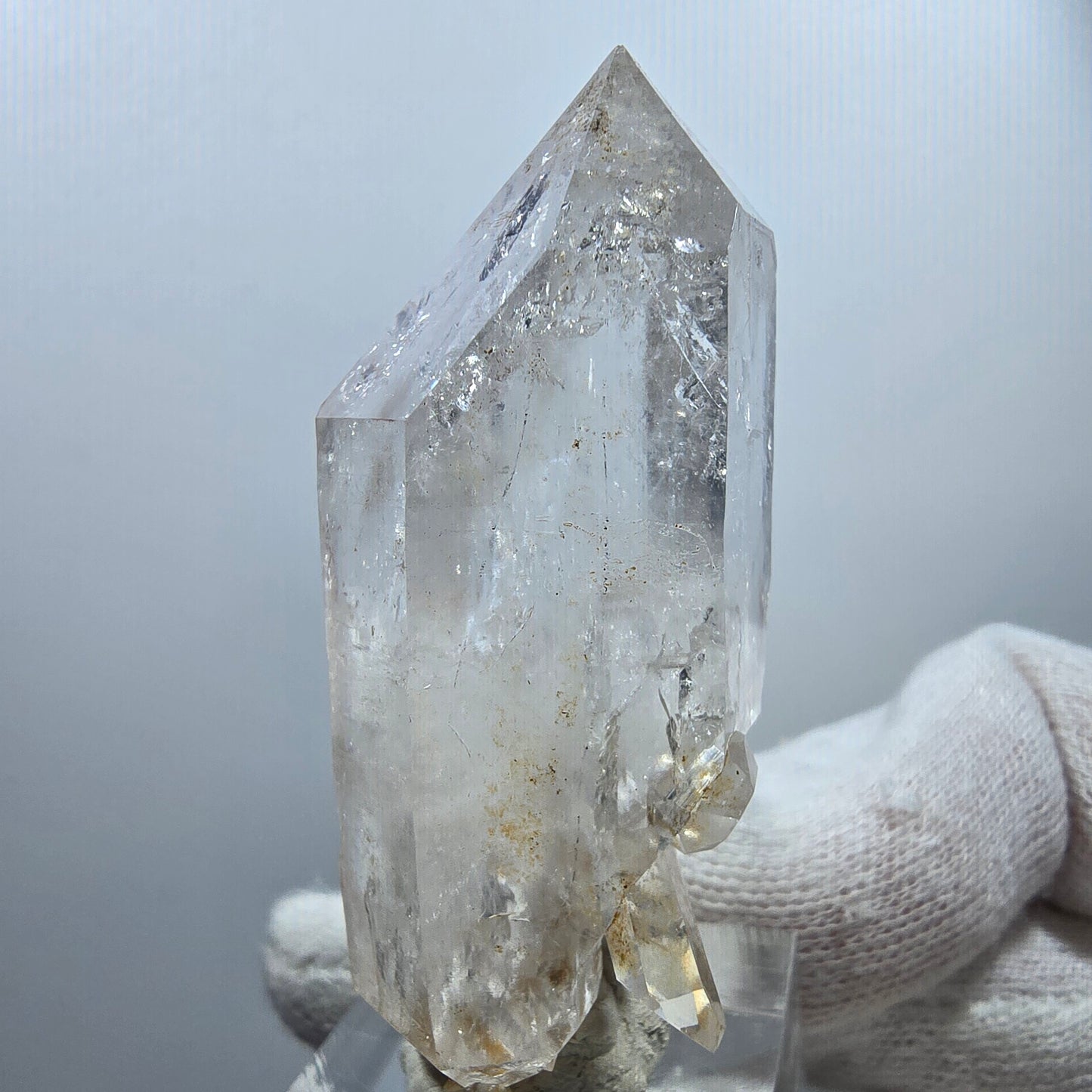 Sceptre DT en quartz fumé fantôme Enhydro, poche en calcite Valentine Goboboseb Namibie 60 x 27 x 22 mm