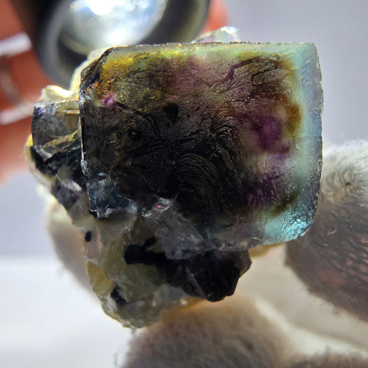 Bunte Phantom Fluorit Schörl Turmalin Muskovit Hyalit Erongo, Namibia 30*25*25mm