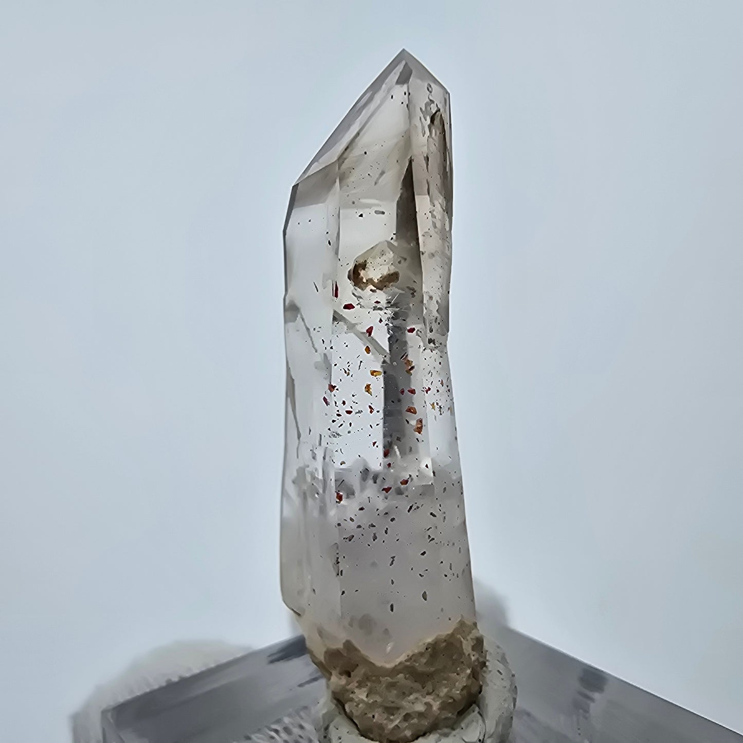 Klarer Phantom Rauchquarz Hämatit Zepter Kristall Goboboseb, Namibia 41*14*8mm