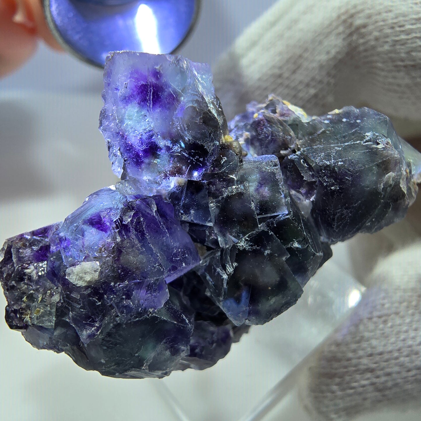 Clear Phantom Fluorite Cube Specimen zonal green purple Okorusu, Namibia 41*37*25mm