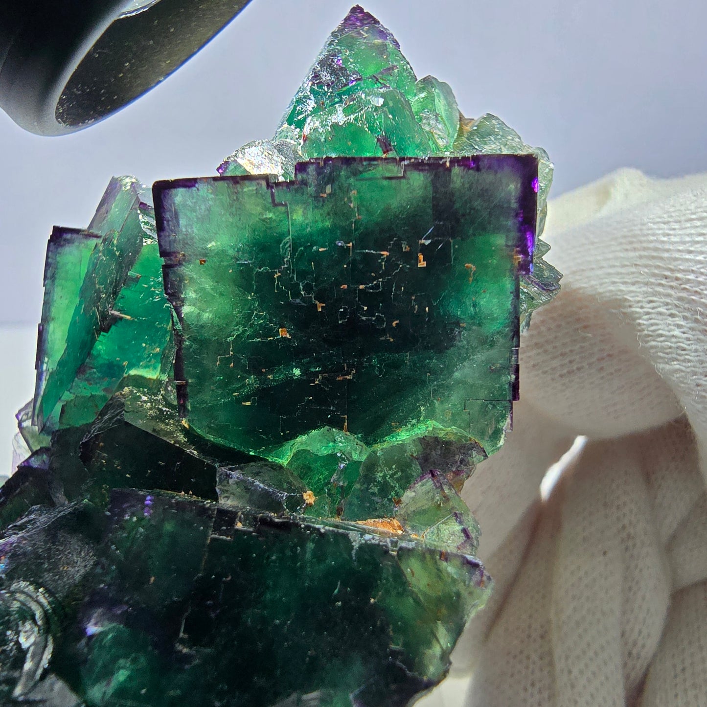 Phantom Fluorit Würfel Stufe, parkettiert grün lila Okorusu, Namibia 79*54*31mm