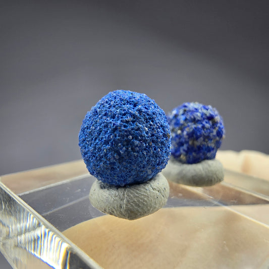 2x seltene Azurit Blueberry - Set 10,8mm + 9,5mm Durchmesser aus USA, New Mexico