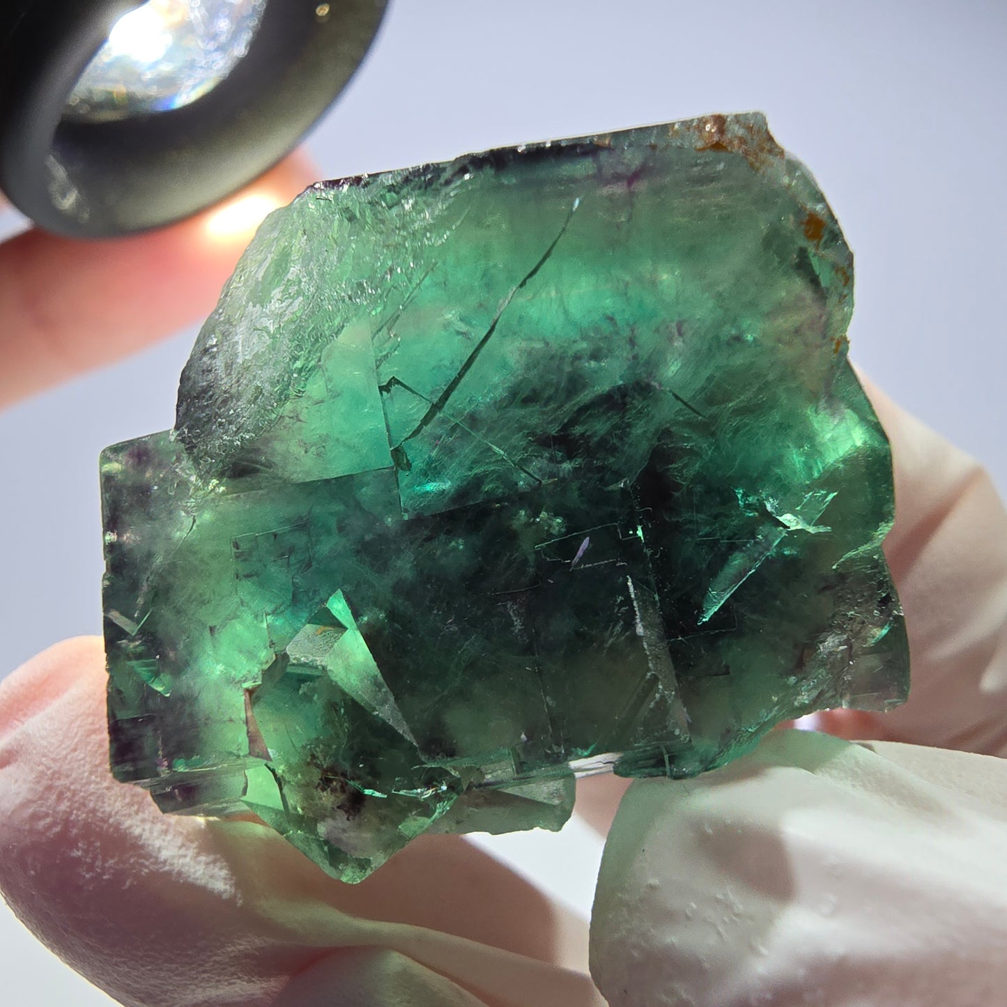 Spécimen de cube de fluorite fantôme parqueté vert violet Okorusu, Namibie 31*28*24mm