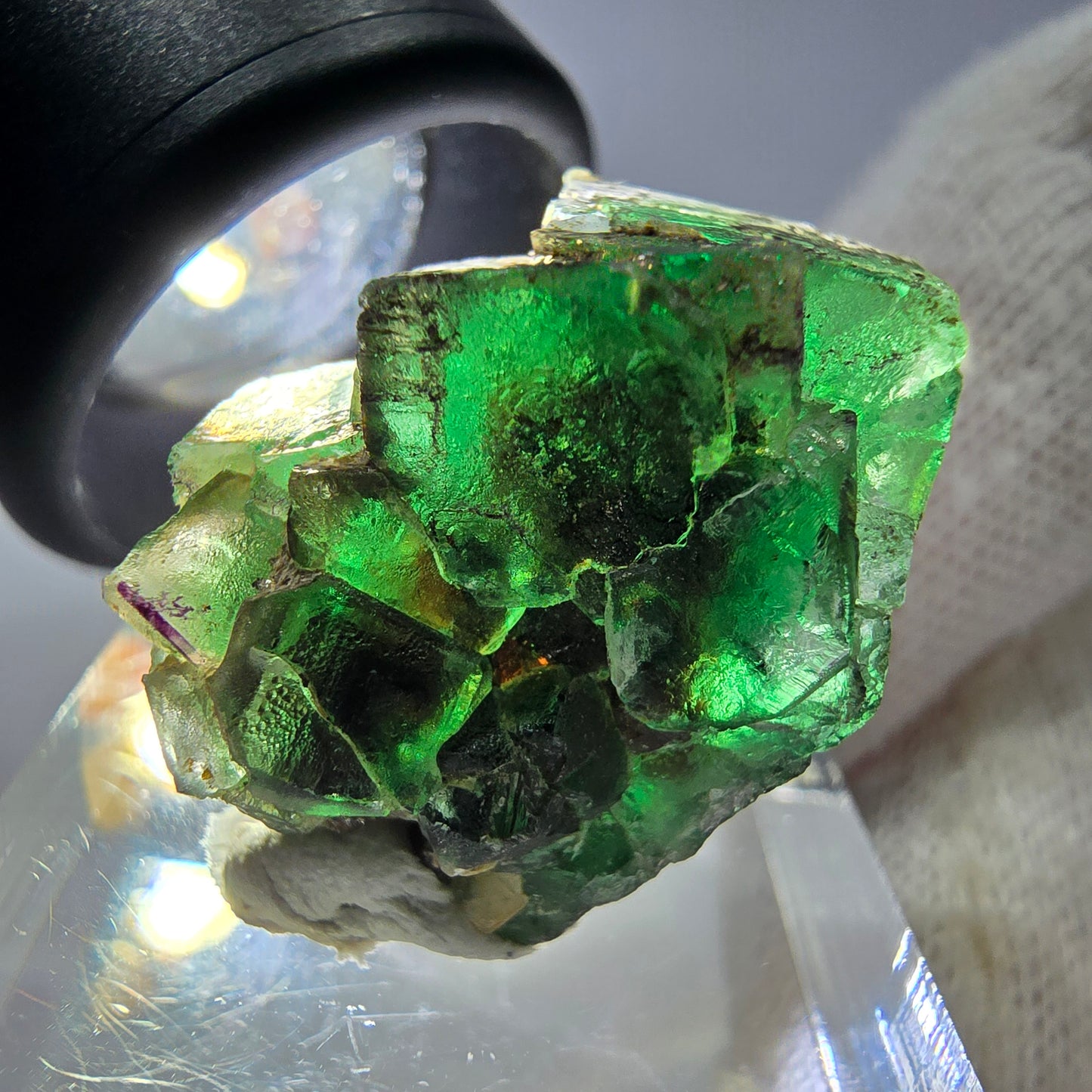 Spécimen de cube de fluorite fantôme, vert-brun, Erongo, Namibie, 23 x 18 x 16 mm