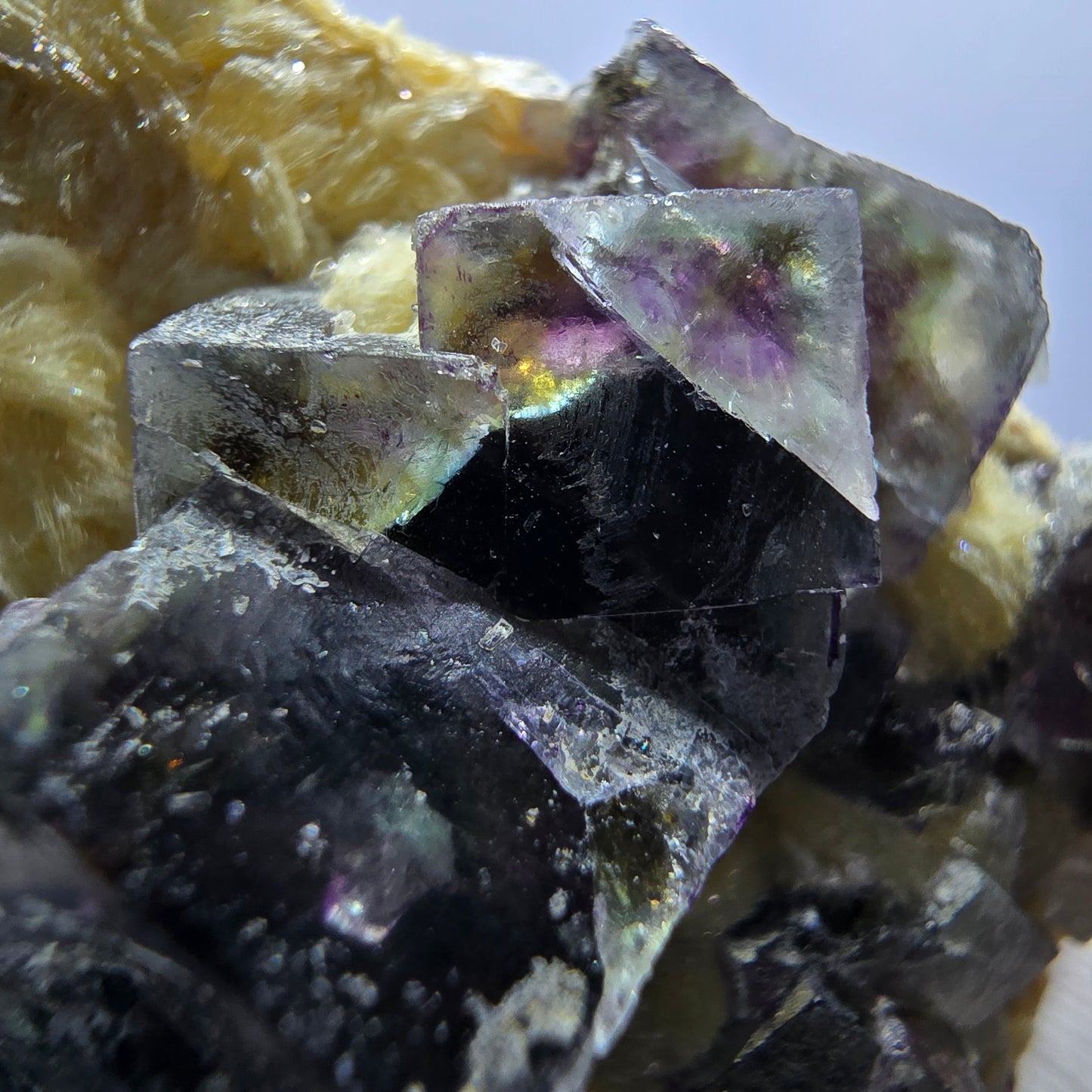 Colorful Phantom Fluorite Cubes Schorl Tourmaline Muscovite Erongo, Namibia 59*41*38mm