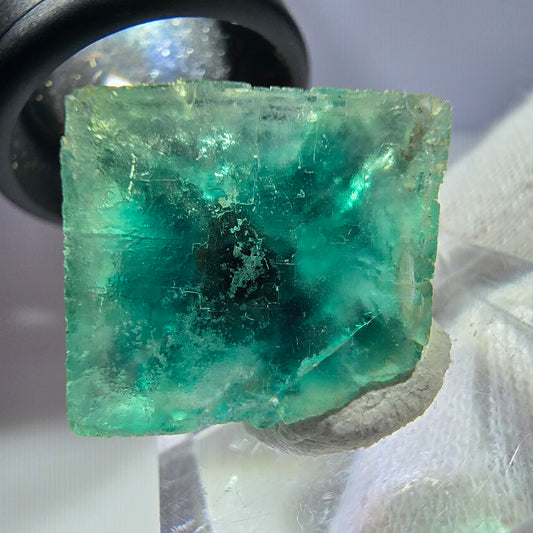 Rare cube de fluorite fantôme, vert Okorusu, Namibie 26 x 22 x 14 mm