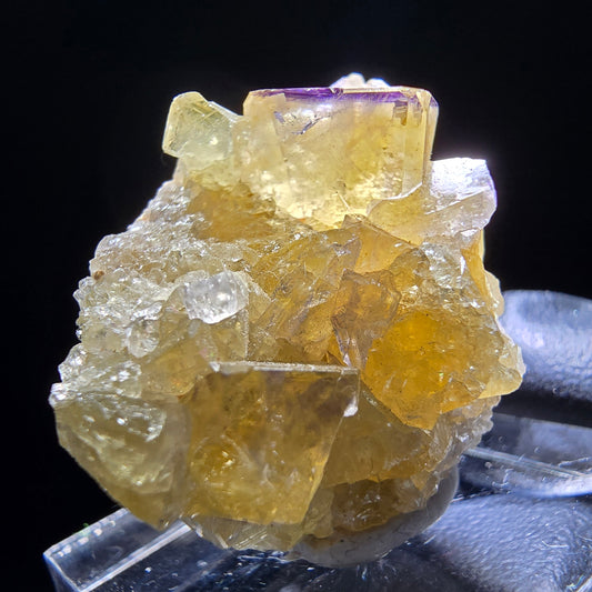 Niveau de cube de fluorite fantôme jaune violet Okorusu, collection namibie 30*24*16mm