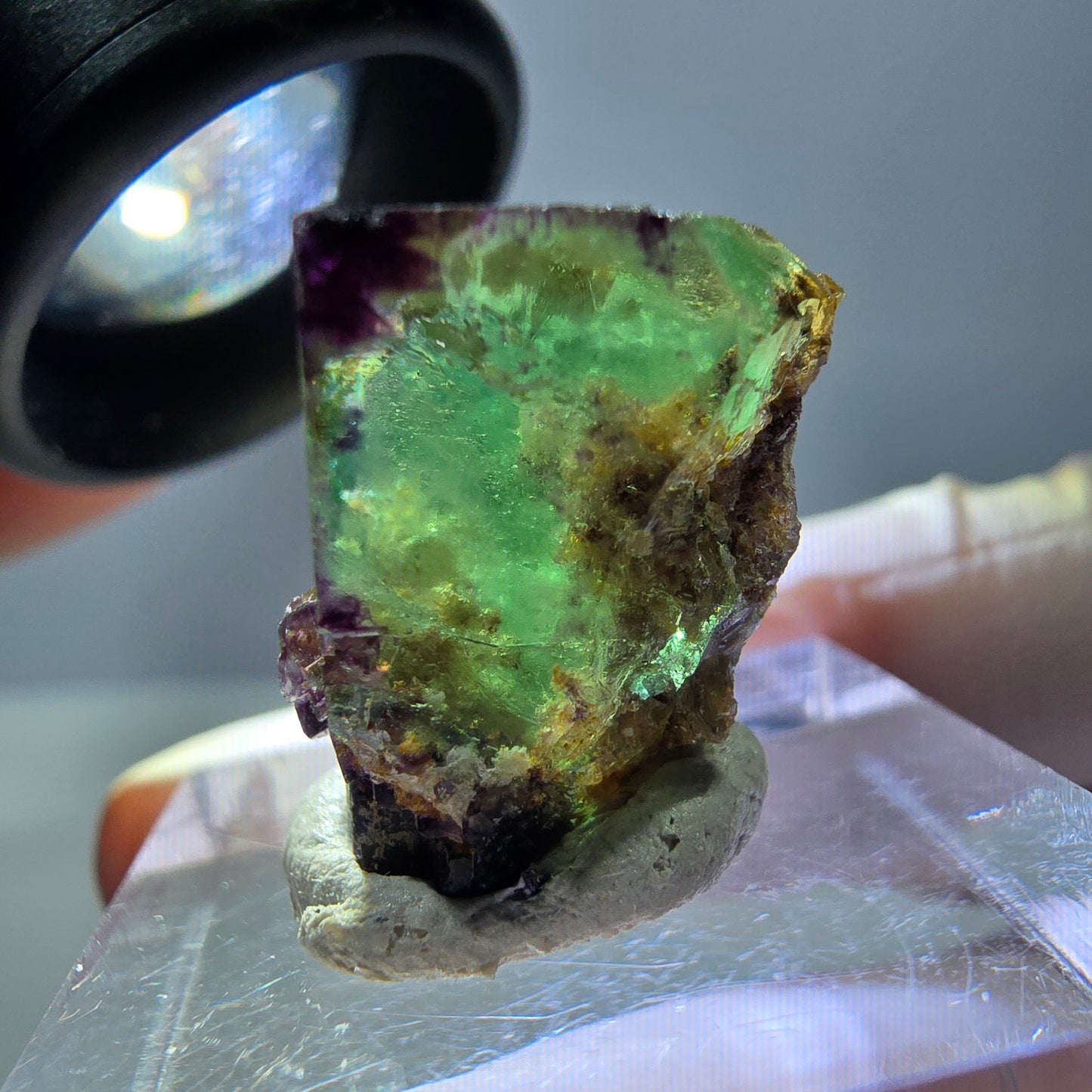 Phantom Fluorit Würfel Stufe, parkettiert, zonal Okorusu, Namibia 19*17*14mm