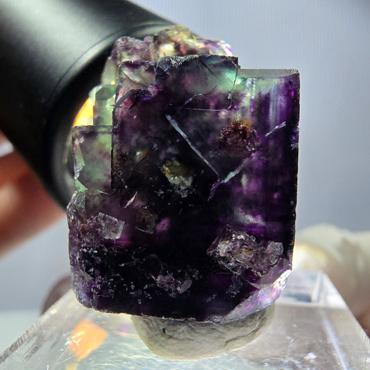 Seltene Fluorit Würfel Stufe, grün lila Okorusu, Namibia 25*18*18mm