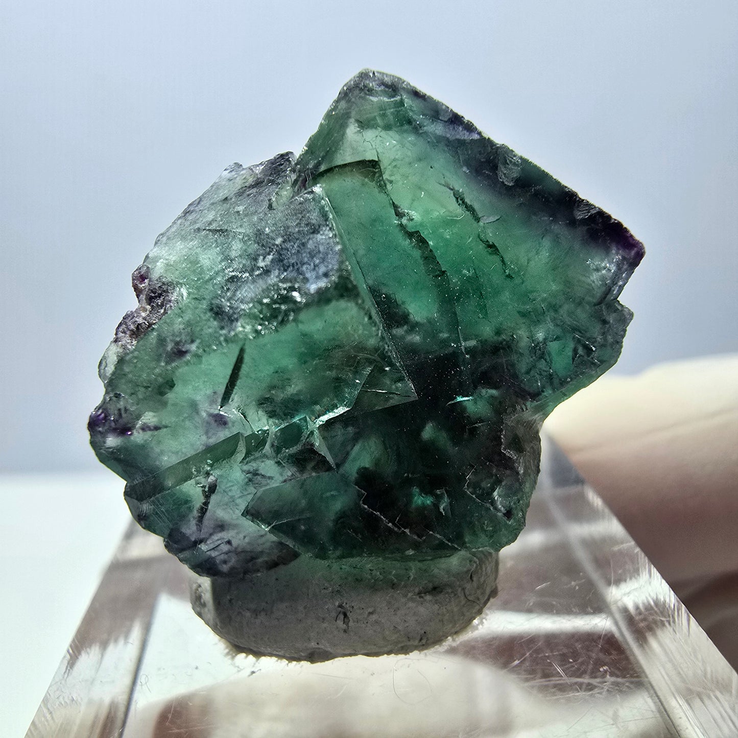 Phantom Fluorit Würfel Stufe, parkettiert grün lila Okorusu, Namibia 24*22*14mm