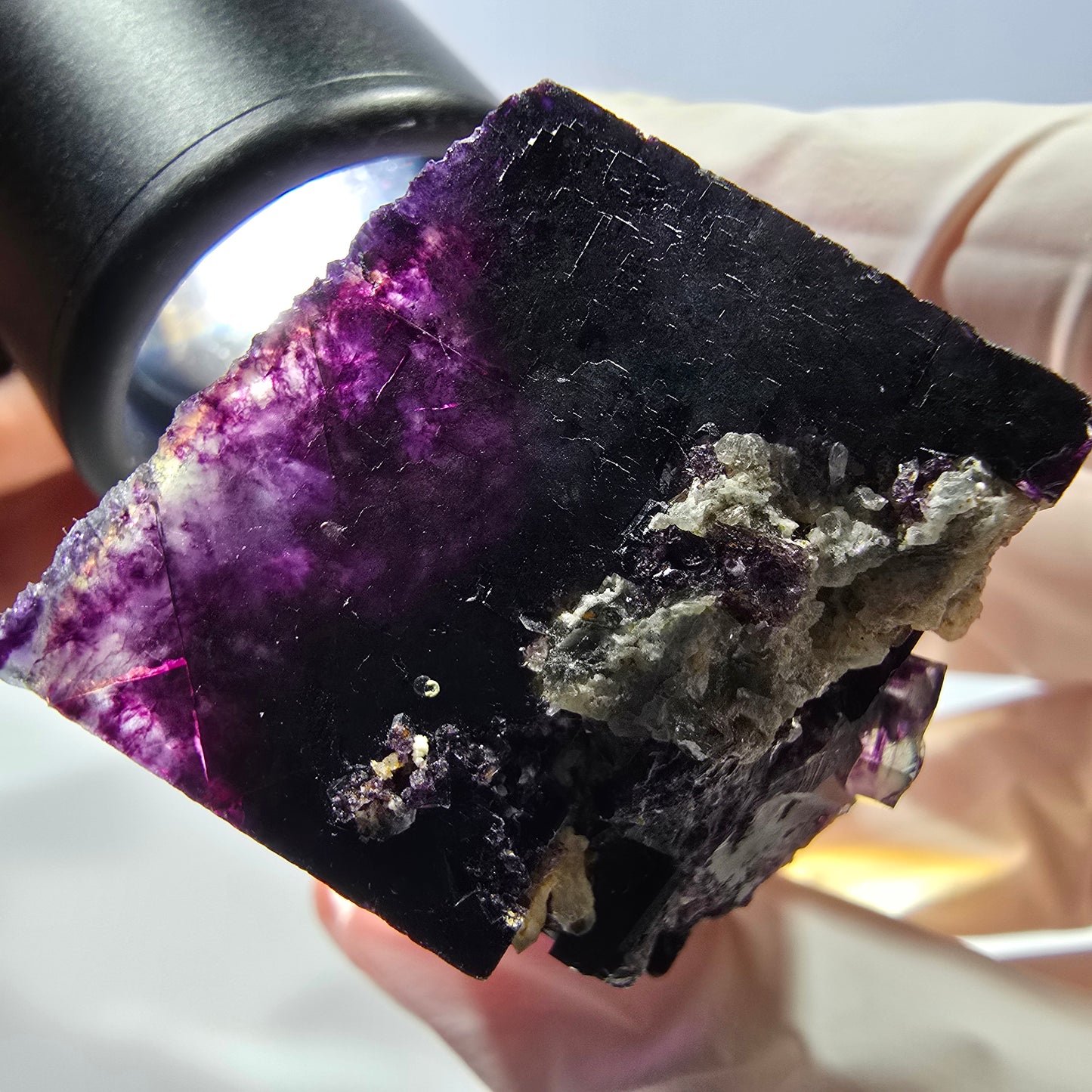 Phantom Fluorit Würfel, Quarz Stufe, lila Okorusu, Namibia 33*27*26mm