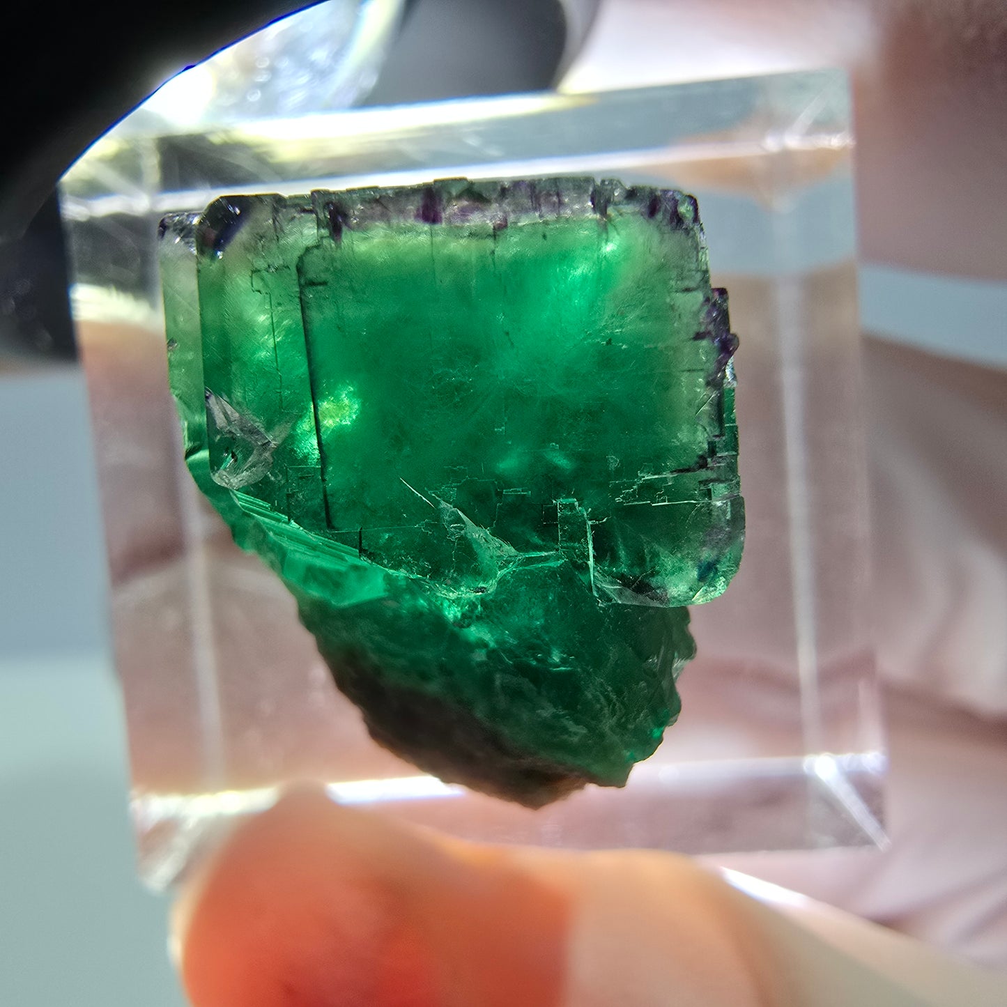 Phantom Fluorit Würfel Stufe, grün lila Okorusu, Namibia 17*15*13mm