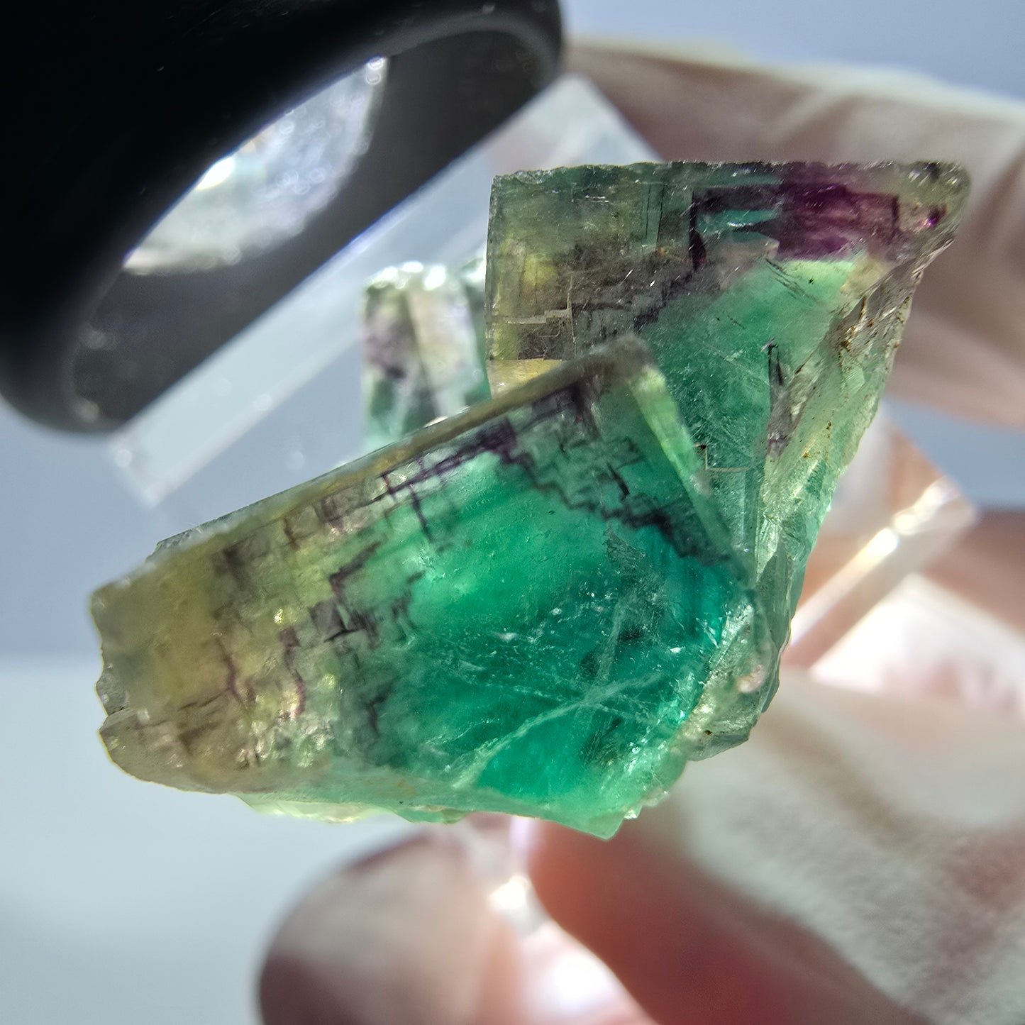Phantom Fluorit Würfel Stufe, grün lila Okorusu, Namibia 37*25*17mm