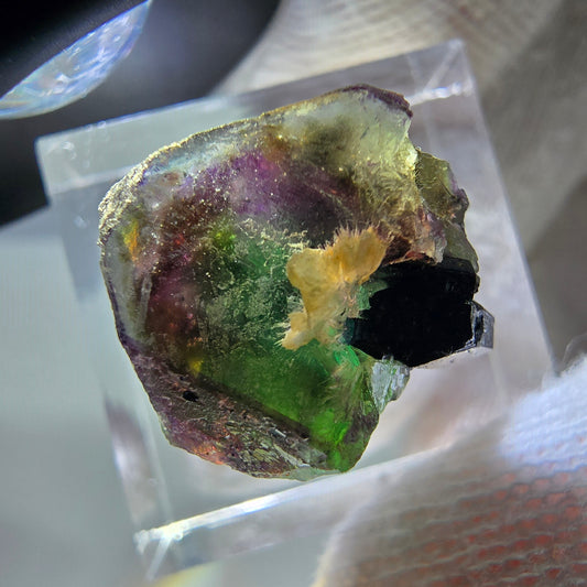 Cubes de fluorite fantôme colorés, spécimen de tourmaline Schorl, Erongo, Namibie, 17 x 16 x 13 mm