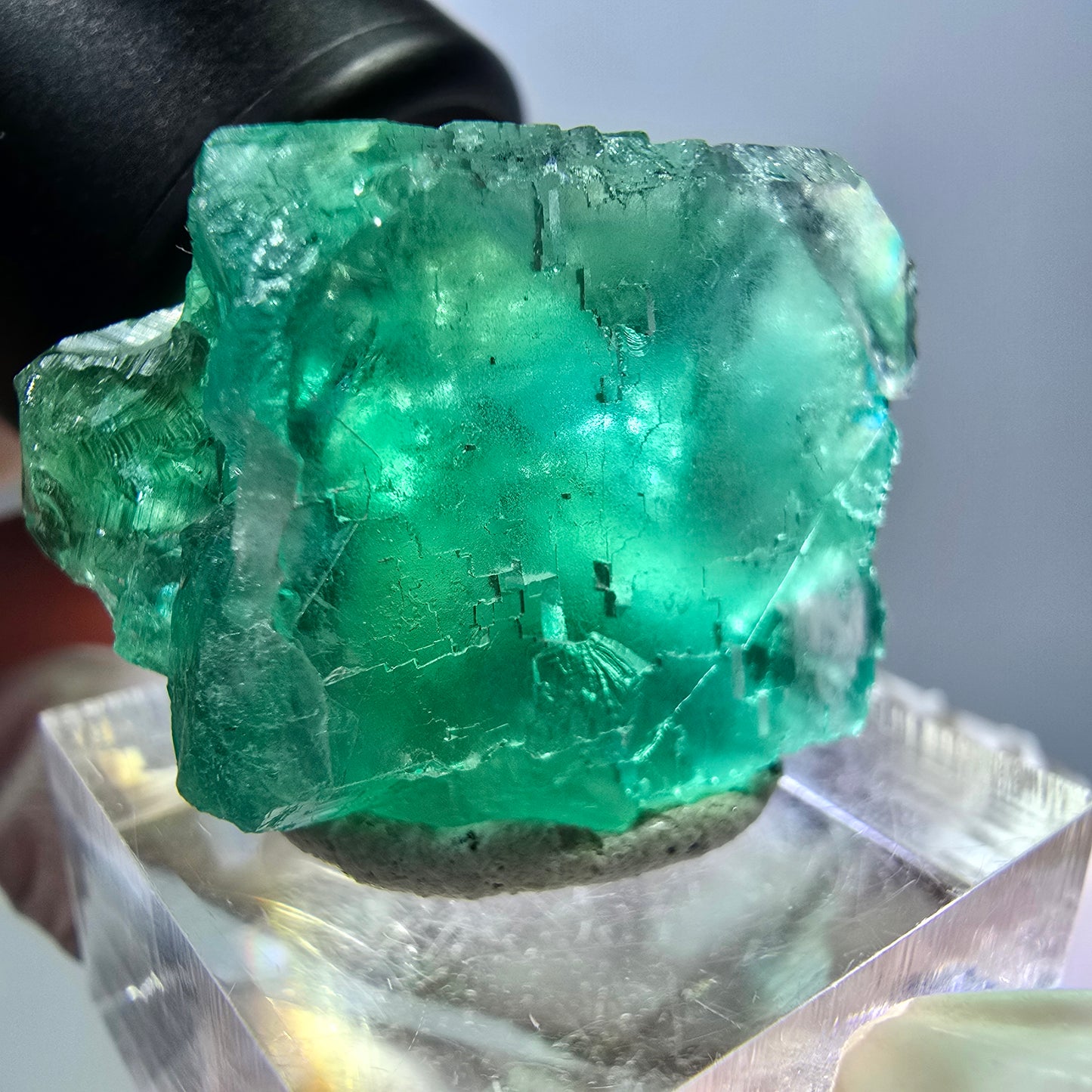 Phantom Fluorit Würfel Stufe, grün parkettiert Okorusu, Namibia 27*24*22mm