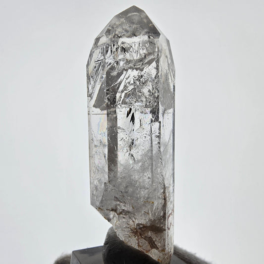 Sceptre de poche en quartz fumé fantôme squelette, Namibie, 70 x 24 x 18 mm