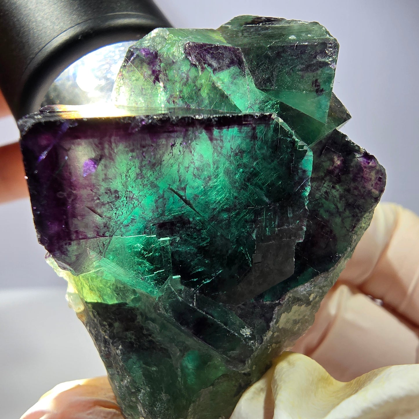 Phantom Fluorit Würfel Stufe, parkettiert grün lila Okorusu, Namibia 51*40*21mm