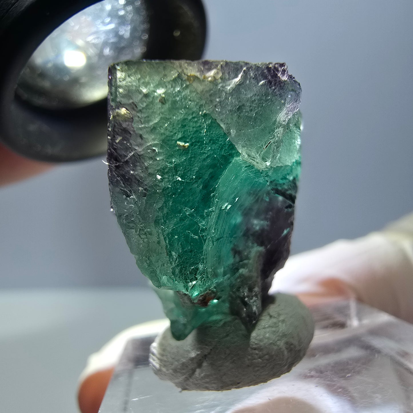 Phantom Fluorit Würfel Stufe, parkettiert grün lila Okorusu, Namibia 25*23*18mm