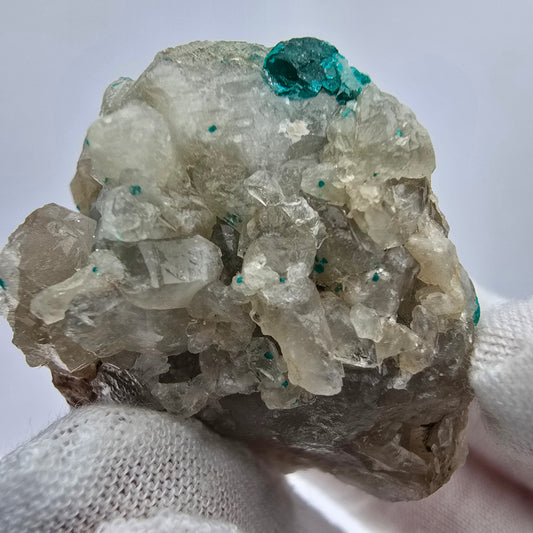 Seltene Dioptas auf Quarz Stufe Kaokoveld, Namibia 46*44*29mm Mineraliensammlung