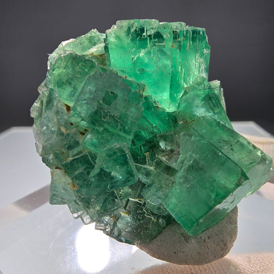 Cube de fluorite fantôme transparent de qualité verte Okorusu, Collection namibie 40*36*20mm