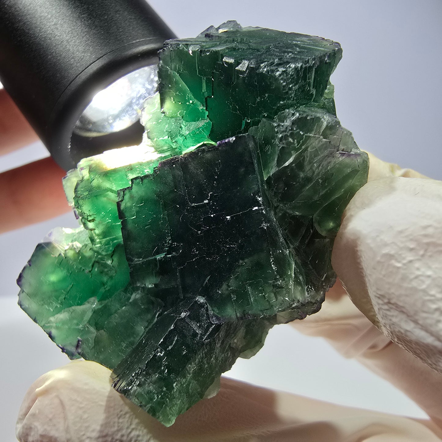 Spécimen de cube de fluorite fantôme, parqueté, zonal Okorusu, Namibie 51*38*29mm
