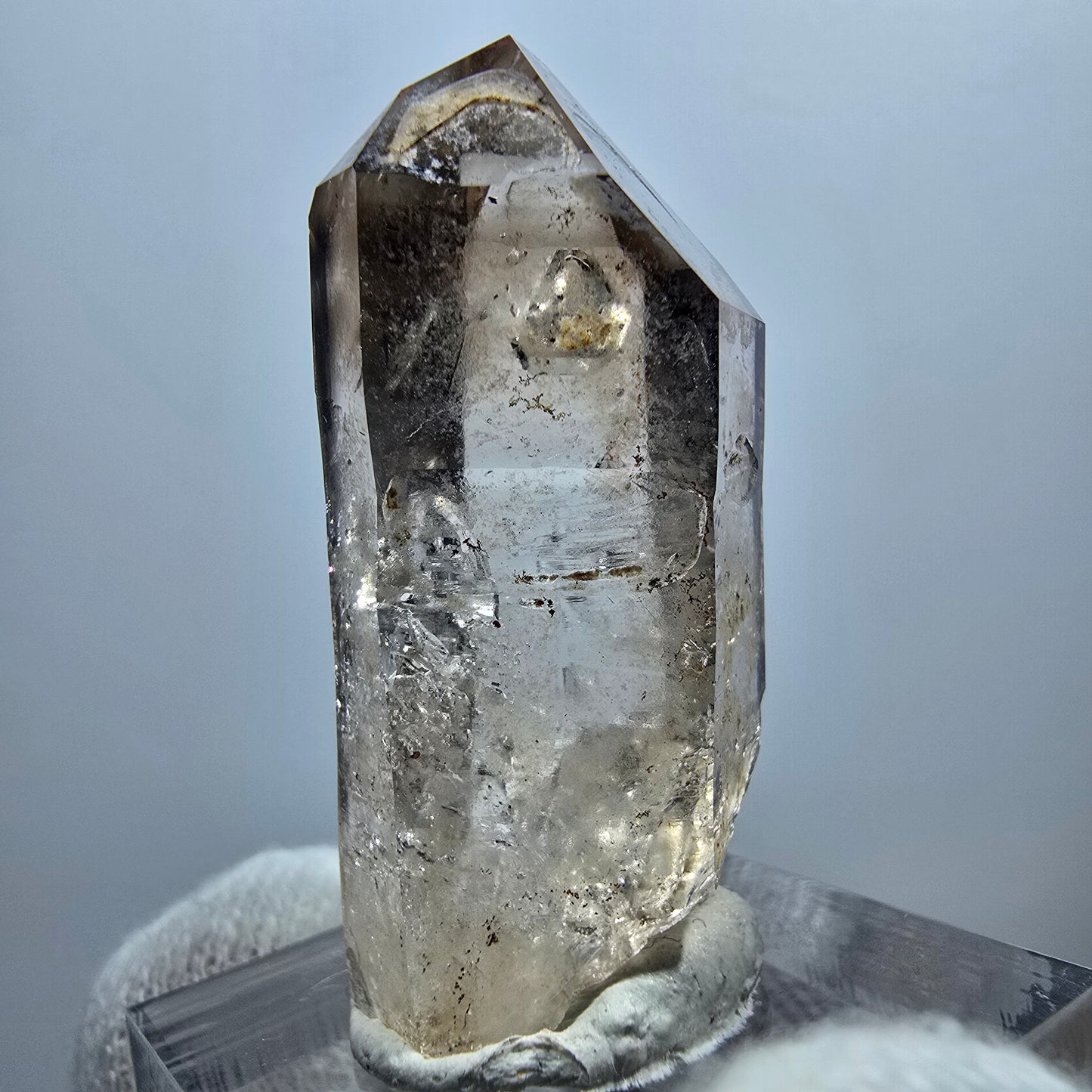 Pointe de quartz fumé Enhydro Phantom, 1x Bubble Goboboseb, Namibie 39*16*16mm