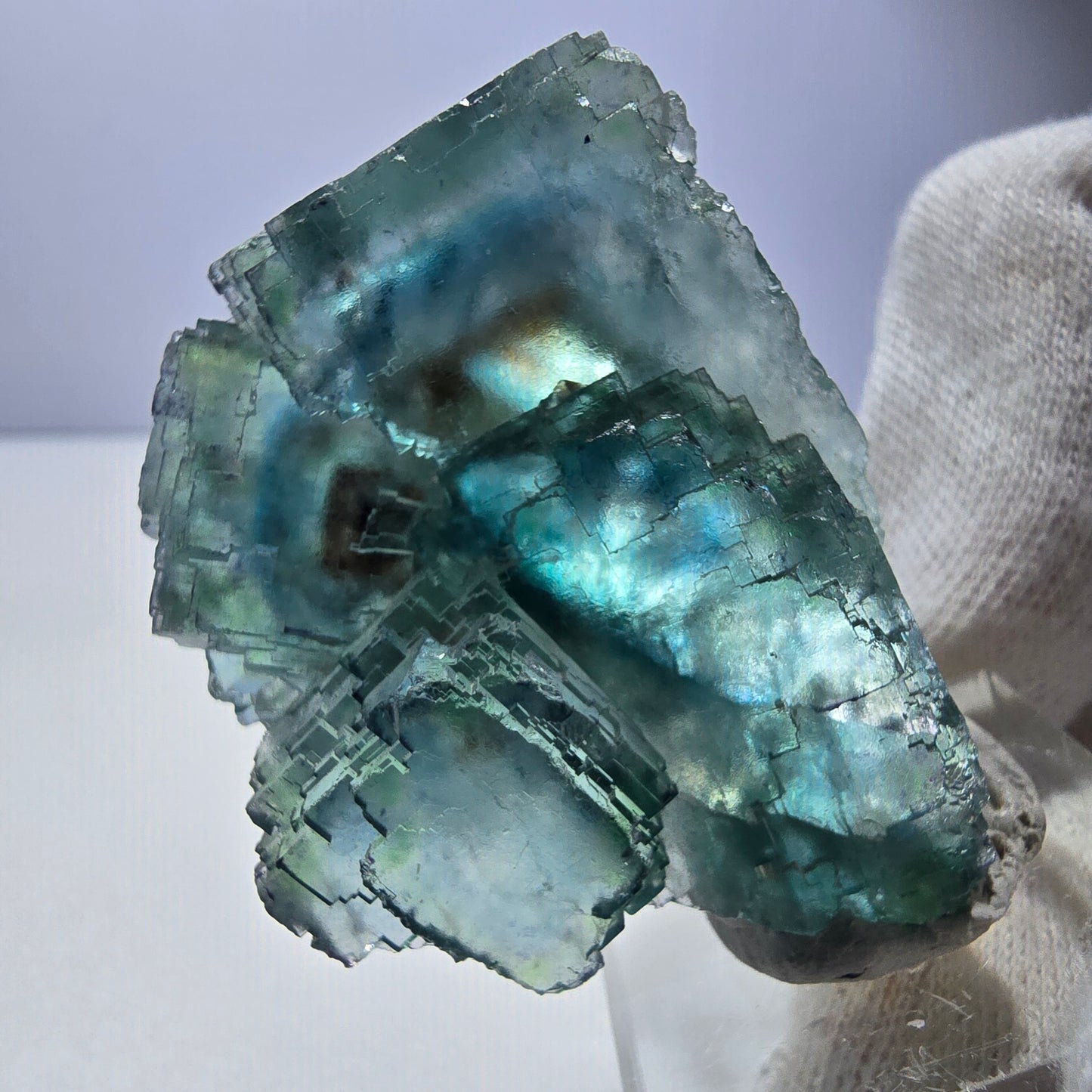 Phantom Fluorit Würfel Stufe, parkettiert grün braun Okorusu, Namibia 48*43*23mm