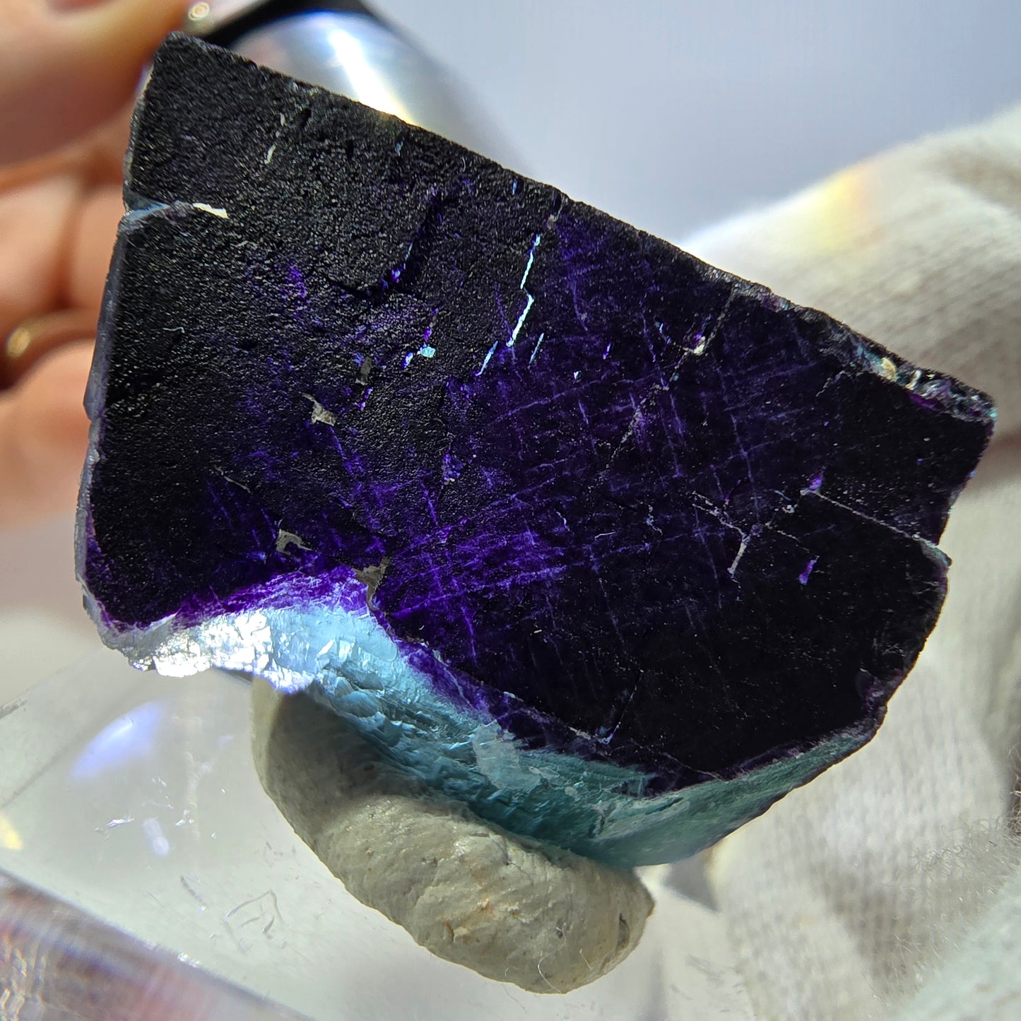 Clear Fluorite Cube, parquetted green purple 11:11 Angel Pocket Okorusu, Namibia 30*30*22mm