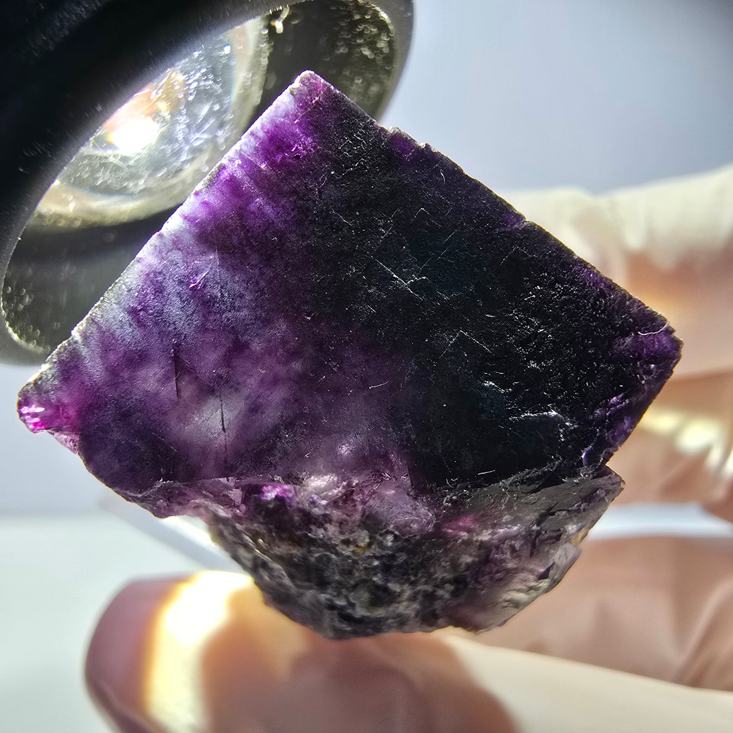 Phantom Fluorite cube parquetted, green purple Okorusu, Namibia 26*24*22mm