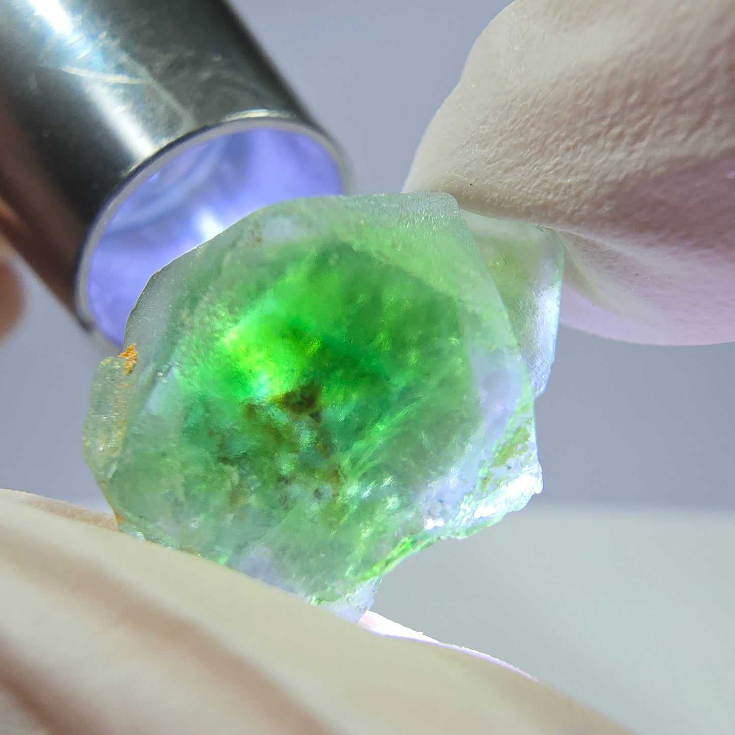 Spécimen de cube de fluorite fantôme, vert-brun, Erongo, Namibie, 21 x 14 x 10 mm