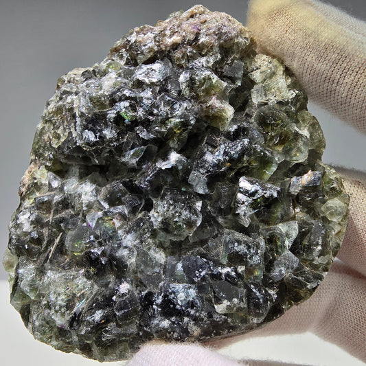 Magnifique cube Phantom Fluorite vert marron Okorusu, Namibie 70*68*15mm