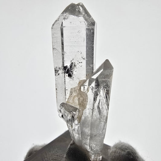 Sceptre de scène en quartz fumé fantôme lémurien, poche Saint-Valentin, Namibie, 55 x 18 x 15 mm