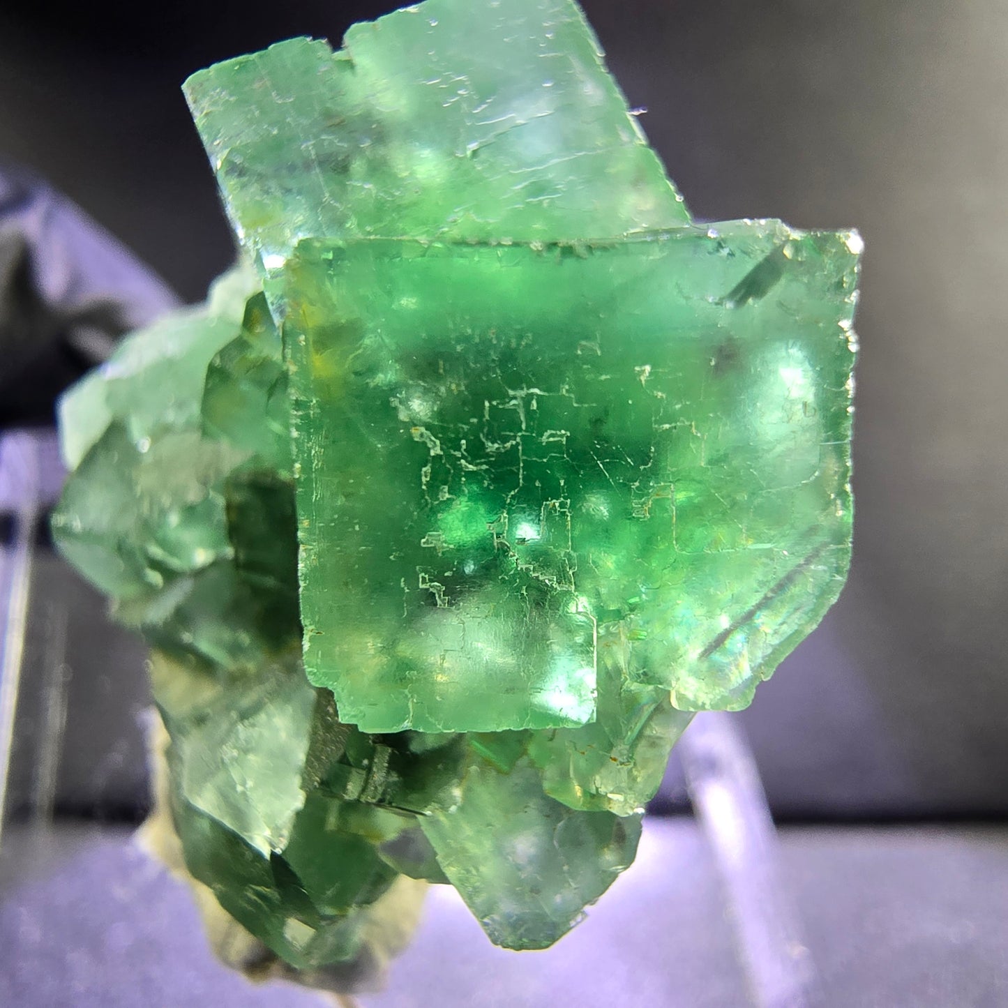 Seltene Phantom Fluorit Würfel Stufe grün 25*24*15mm Okorusu, Namibia Sammlung