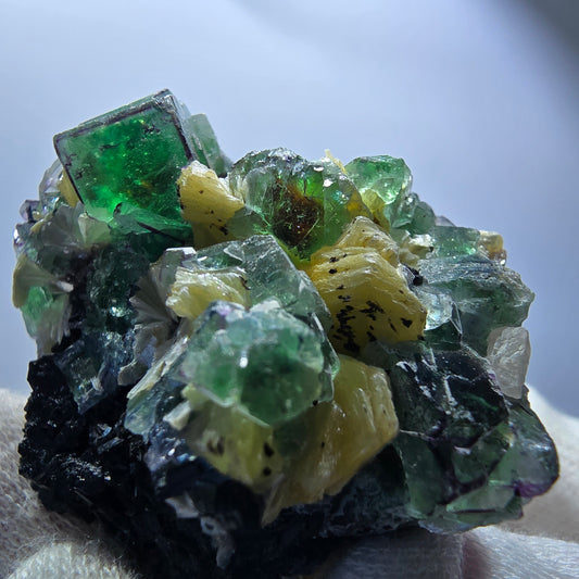 Phantom Fluorit, Rauchquarz, Muskovit, Schörl Turmalin Erongo Namibia 53*49*30mm