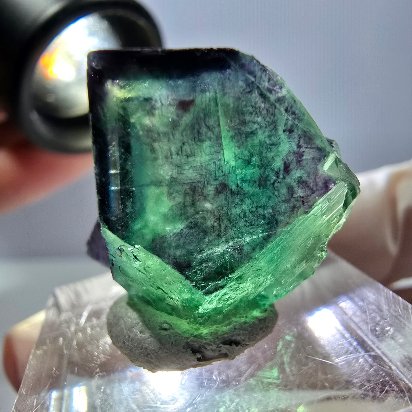 Phantom Fluorit Würfel Stufe grün lila zonal 11:11 Angel Pocket, Namibia 24*21*19mm