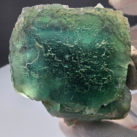 Rare Phantom Fluorite cube niveau vert violet Okorusu, Namibie 58*45*31mm