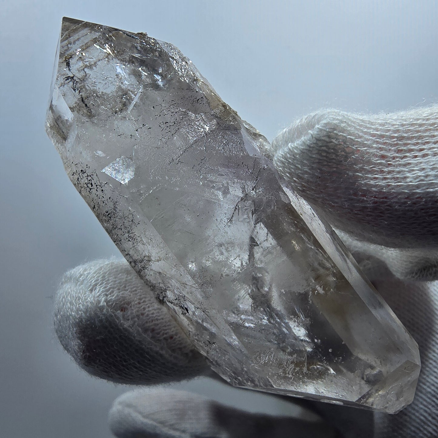 Sceptre fantôme squelette en améthyste DT, calcite Valentine Pocket Goboboseb Namibie 75 x 26 x 20 mm