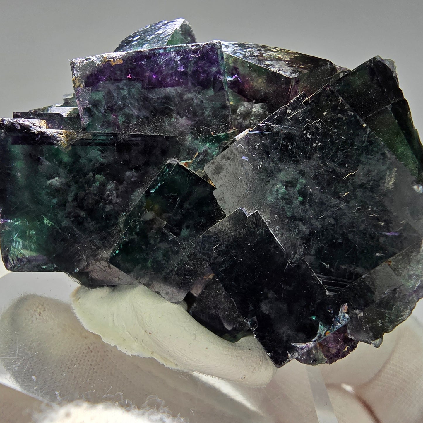 Seltene Phantom Fluorit Würfel Stufe grün lila zonar Okorusu, Namibia 57*42*31mm