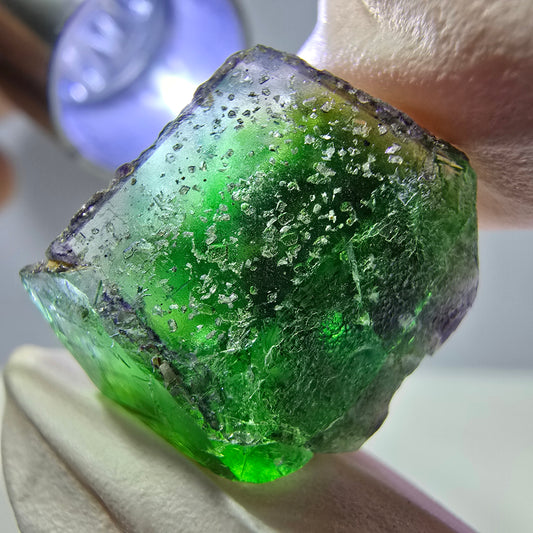 Phantom Fluorit Würfel, Muskovit Stufe Erongo, Namibia 19*16*16mm