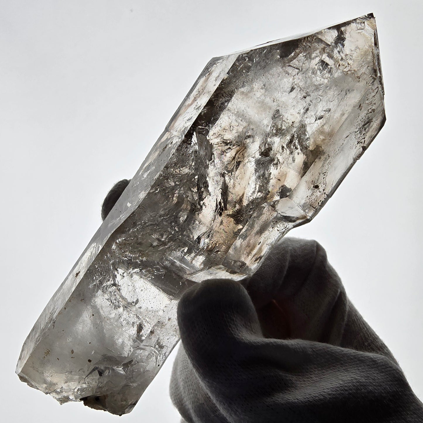 XL Enhydro Skeleton Smoky Quartz DT Scepter, Large Bubble Valentine Pocket, Namibia 135*46*32mm