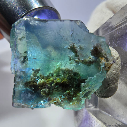 Rare cube de fluorite fantôme, vert parqueté Okorusu, Namibie 29*26*16 mm