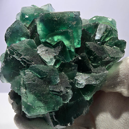 Grand spécimen de cube de fluorite fantôme, vert parqueté Okorusu Namibie 113*95*54mm