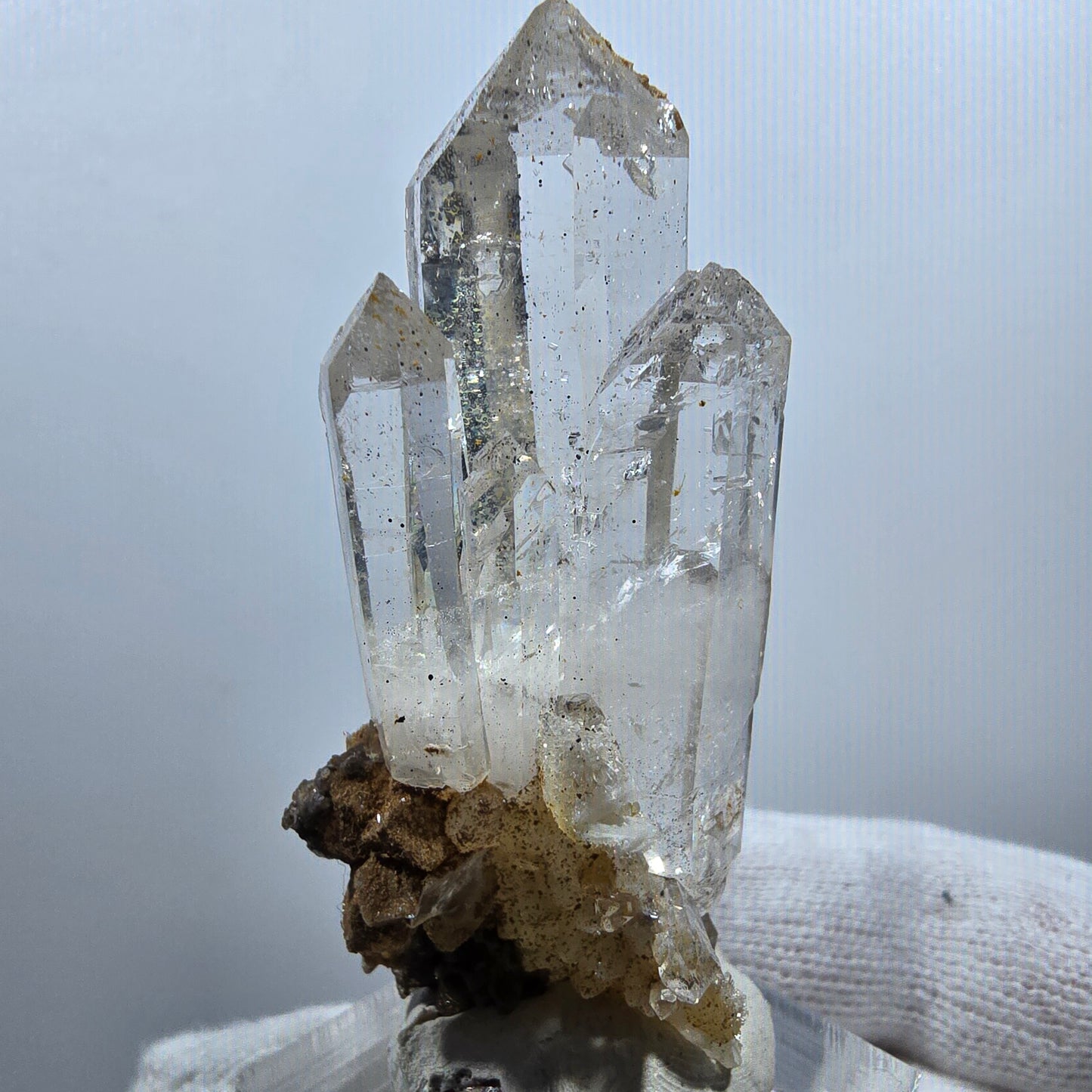 Sceptre DT en quartz fumé fantôme, calcite UV Valentine Pocket Goboboseb Namibie 60 x 26 x 25 mm