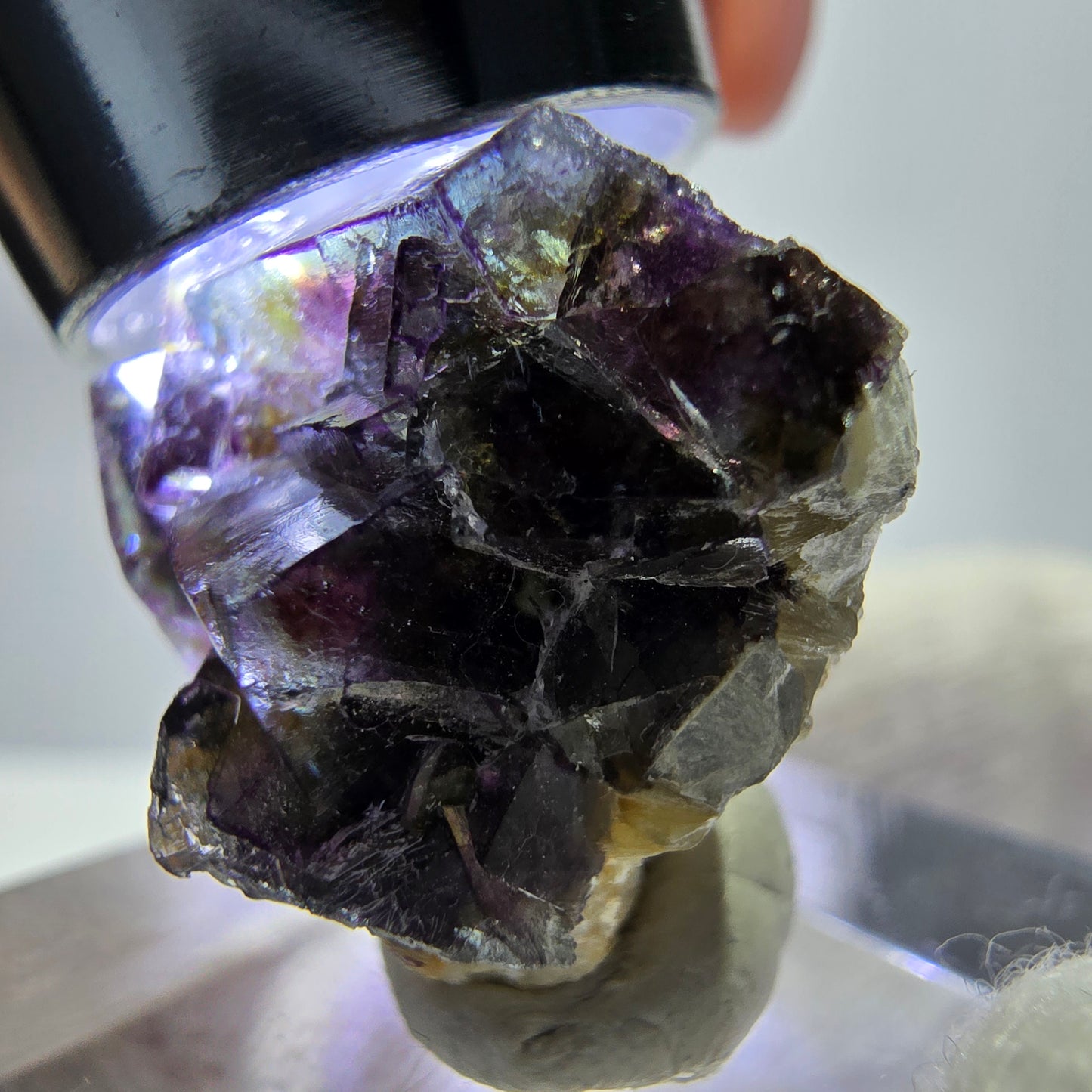 Cubes de fluorite fantôme colorés, spécimen de muscovite, Erongo, Namibie, 23 x 18 x 12 mm